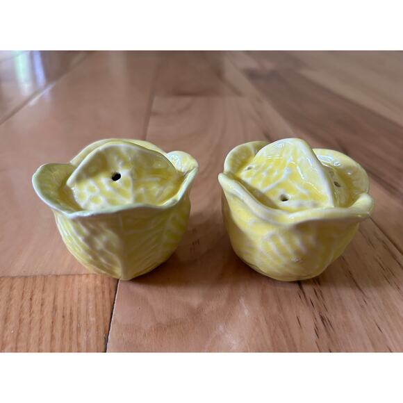 Secla Cabbage Yellow Salt & Pepper Shaker SET, Meiselman Imports Plate Vintage - Picture 2 of 10